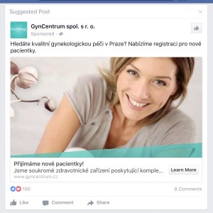 Facebook mi zacal ukazovat reklamy na gynekology. Hezky.